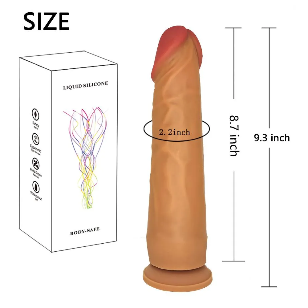 Ultra Liquid Silicone Realistic Suction Cup Dildo with Balls 9.3 Inch