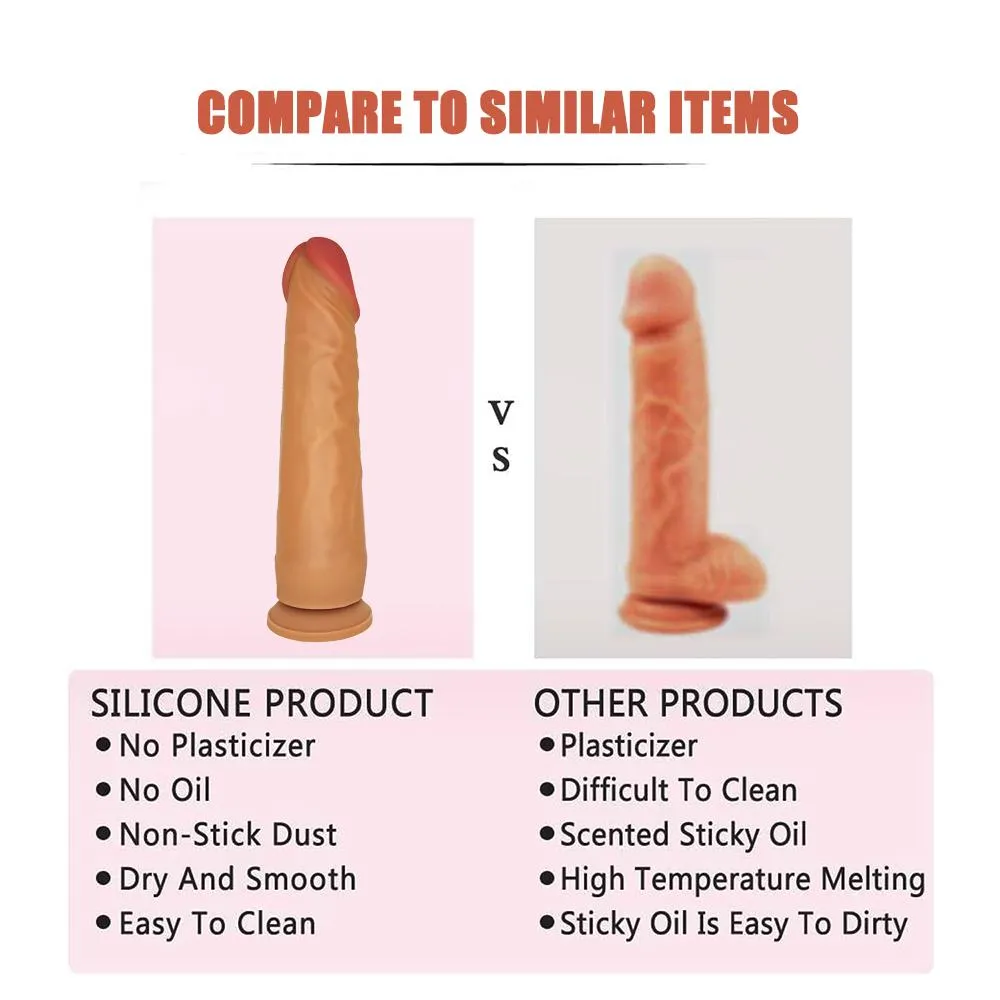 Ultra Liquid Silicone Realistic Suction Cup Dildo with Balls 9.3 Inch
