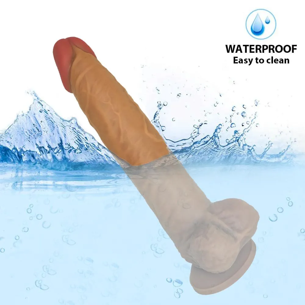 Ultra Liquid Silicone Realistic Suction Cup Dildo with Balls 9.5 Inch