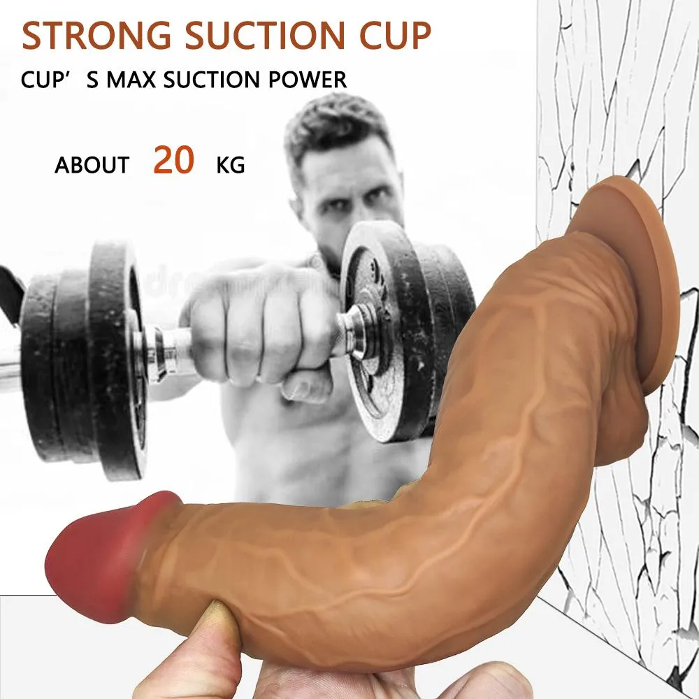 Ultra Liquid Silicone Realistic Suction Cup Dildo with Balls 9.5 Inch