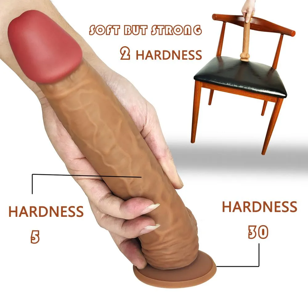 Ultra Liquid Silicone Realistic Suction Cup Dildo with Balls 9.5 Inch