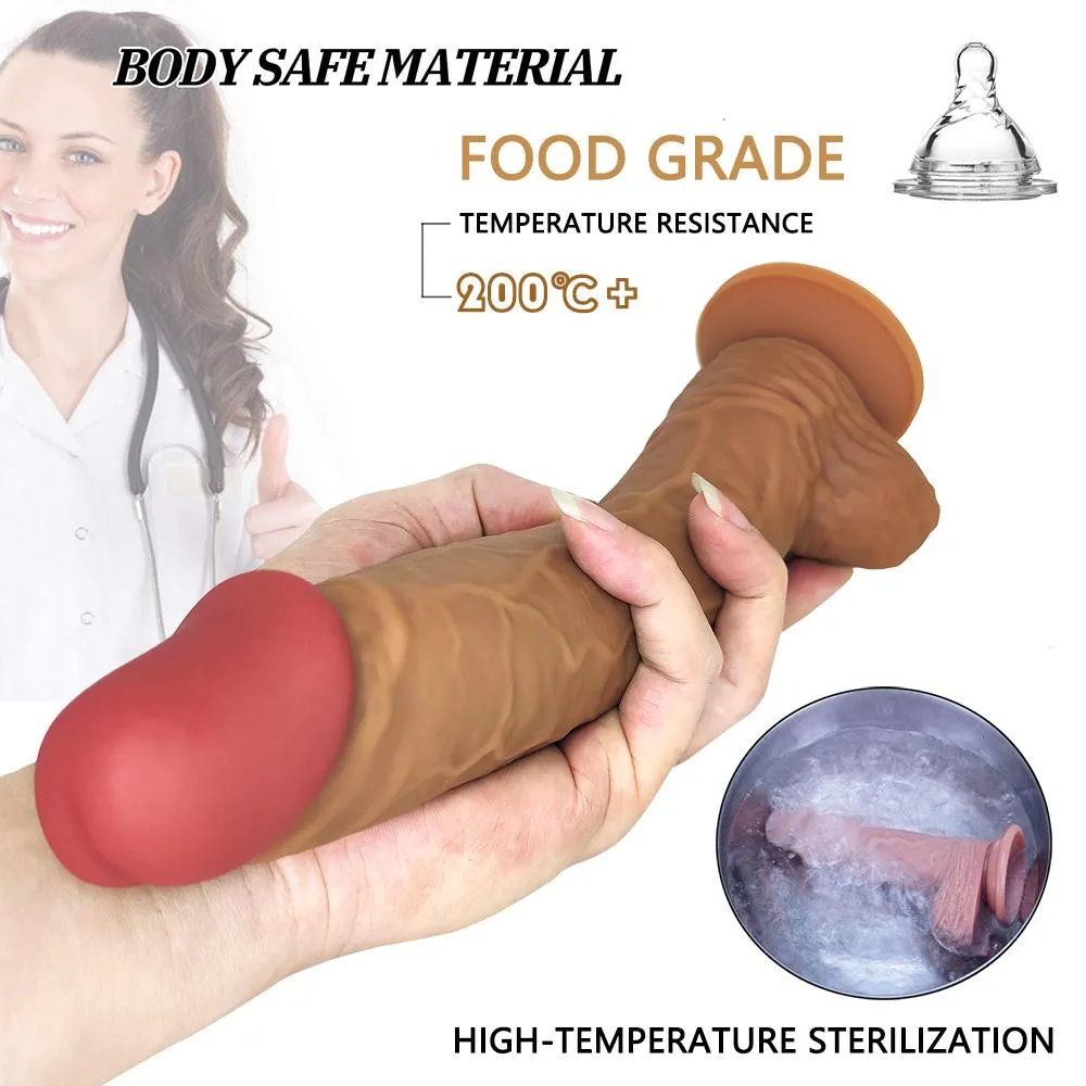 Ultra Liquid Silicone Realistic Suction Cup Dildo with Balls 9.5 Inch