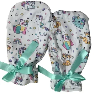 Unicorn Animals White Adult Mittens