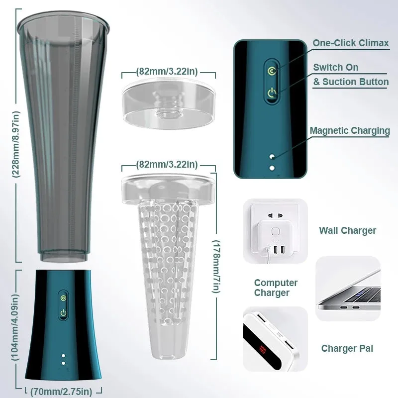 Vacuum Sucking Male Masturbator - Vibrating Penis Massage Silicone Pussy Sex Toy for Men