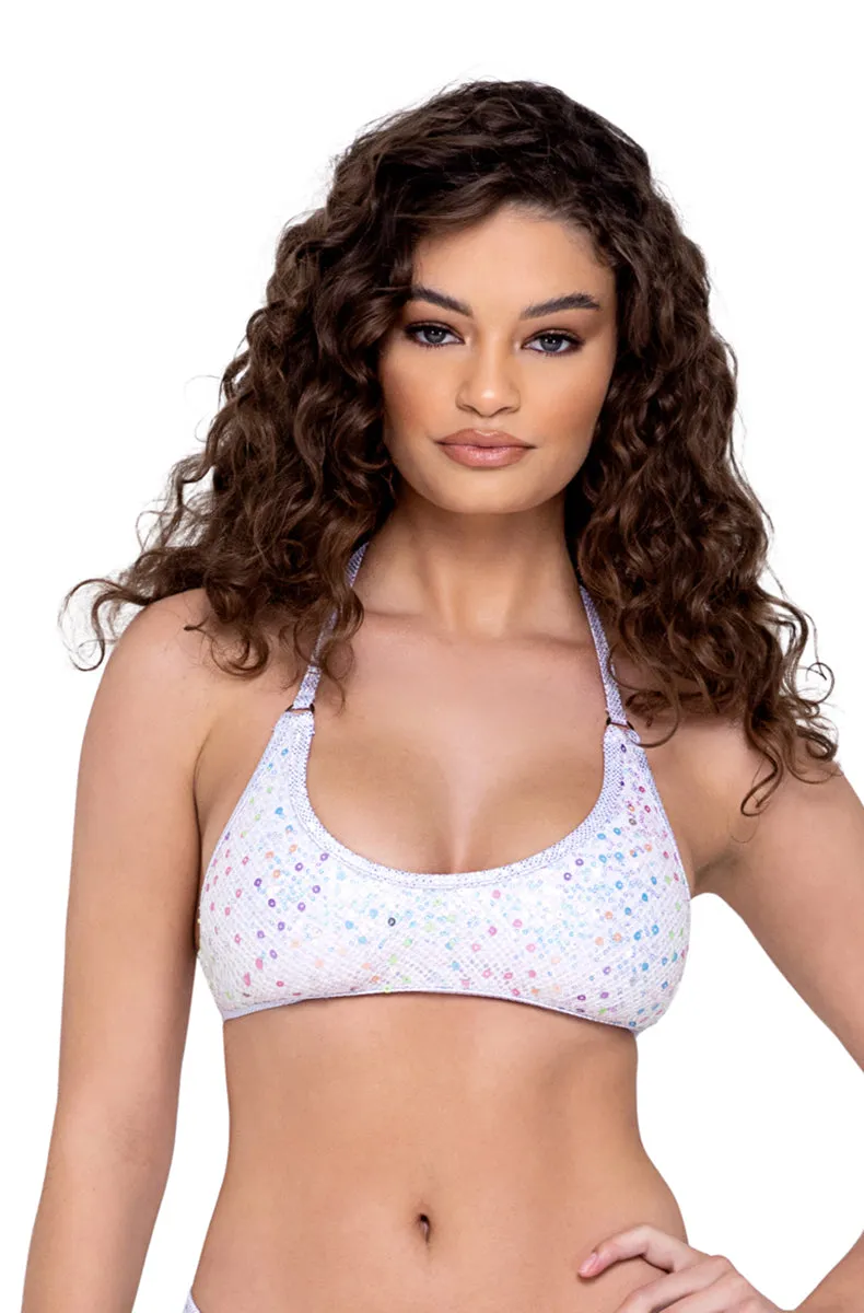 White Sequin Bra Top